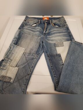 F21 Rebel Moon Netflix Inspired Scifi Patchwork Denim Jeans